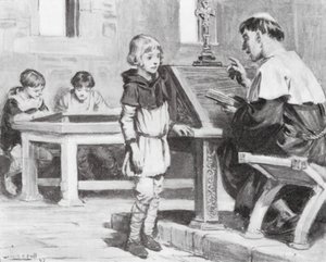 Unge Cuthbert i skolan (litografi) av W.R.S. (after) Stott