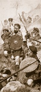 Highlanders vid slaget vid Killiecrankie, 27 juli 1689 (litho)