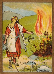 Moses och den brinnande busken (färglitografi) av W.S. Stacey