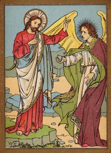 Jesu frestelse (färglitografi) av W.S. Stacey