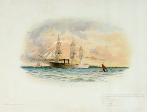 HMS "Warrior" (1860), slutet av 1800-talet (färglitografi) av W.S. Tomkin