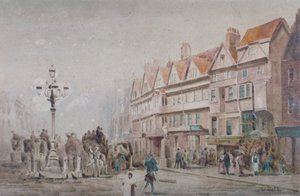 Utsikt österut längs södra sidan av Holborn and Stable Inn, London, 1860. av W Allen