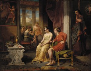 The Last Days of Pompeii: Glaucus and Ione (olja på duk) av W. Colby