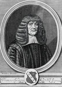 Porträtt av Francis Glisson (1597-1677), brittisk fysiker, anatomist och läkare, gravyr av John Ward Dunsmore