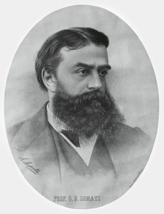 Porträtt av Giovanni Battista Donati (1826-1873), italiensk matematiker och astronom, gravyr av John Ward Dunsmore