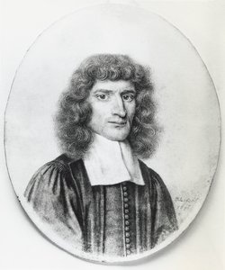 Porträtt av Isaac Barrow (1630-1677), engelsk kristen teolog och matematiker, gravyr av John Ward Dunsmore