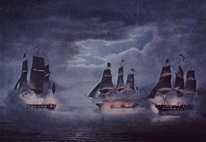 USS Constitution (färg litho) av John Ward Dunsmore