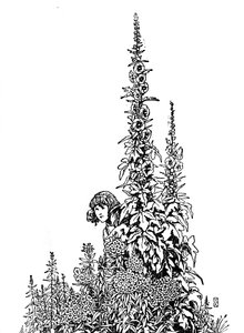 Gerda kände varje blomma i trädgården, c1930 av William Heath Robinson