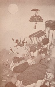 Hur uppfinnaren av flygplanet först fick idén under ett jordskred, c1918 1919 av William Heath Robinson