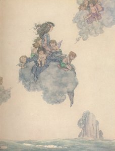 Med The Rest of Her Children of Air, Soared High Above the Rosy Cloud, c1930 av William Heath Robinson