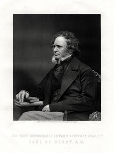 Edward Geoffrey Smith-Stanley, 14:e earl av Derby, brittisk statsman, c1850-1899. av W. Holl