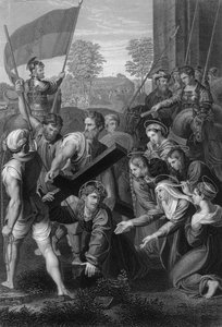 Fallet på vägen till Golgata, c1820-talet. av W. Holl