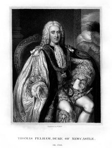 Thomas Pelham-Holles, 1:e hertig av Newcastle-upon-Tyne, brittisk whig-statsman, 1831. av W. Holl