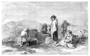 Pilgrims to the Holy Well - av F.W. Topham - från den nya akvarellutställningen, 1845. av W. J. Linton