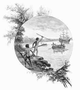 Infödda motsätter sig kapten Cooks landstigning, Australien, 1770 1886.
