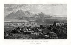 Staden och näset i Korint från Akropolis, Grekland, 1887