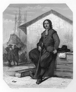 Tsar Peter I av Ryssland arbetar på en ostindiefarare, Amsterdams hamnar, Nederländerna, 1697 c1870.