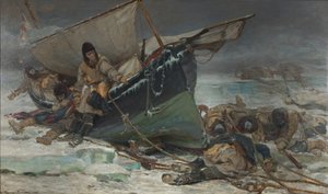 Sir John Franklin dör vid sin båt under HMS "Erebus" och "Terrors" expedition till Nordvästpassagen av W. Thomas Smith