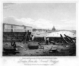 London från Strand Bridge, 1816.
