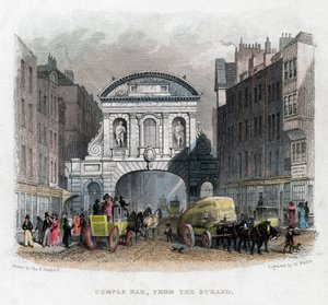 Temple Bar, från Stranden, London, 1829.