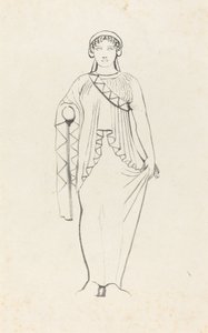 Staty på frontonen över västra fronten av templet i Aegina av W. Walton after John Flaxman