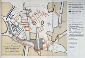 Karta över Akropolis i den andra staden i Troja, 1884