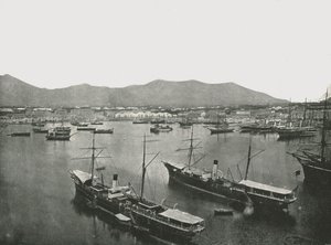 Översikt över hamnen, Palermo, Sicilien, Italien, 1895. av W and S Ltd