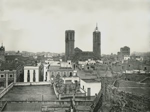 En del av den gamla staden med katedralen, Barcelona, Spanien, 1895. NOT av W and S Ltd