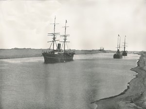 Fartyg på Suezkanalen, Kantara, Egypten, 1895.