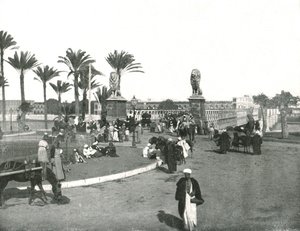 Kasr-el-nil-bron, Kairo, Egypten, 1895.