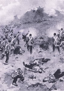 Assault on the Redan, illustration från British Battles on Land and Sea, 1915 av Wal Paget