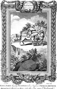 Kung John 1167-1216 knivhugger sin brorson Prins Arthur, 1800-talet.