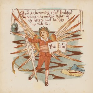 Illustration till Pothooks and Perseverance av Walter Crane (färglitografi) av Walter (after) Crane