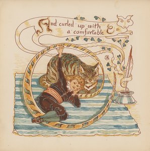 Illustration till Pothooks and Perseverance av Walter Crane (färglitografi) av Walter (after) Crane
