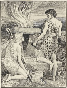 Kain och Abel av Walter Crane (signed by artist)