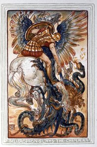 Bellerophon dödar Chimaera, ca. 1900 (illustration) av Walter Crane