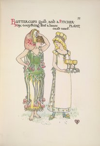 Smörblommiga guld och kanna växt. Två unga kvinnor av Walter Crane