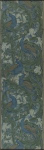 Skuren panel av tapet med fikon och påfågel, ca 1895 (blocktryckt papper) av Walter Crane