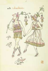 Blommor från Shakespeares trädgård: Columbines, 1906 av Walter Crane