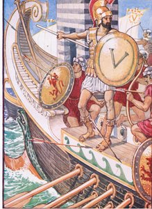 Han blev ett mål för varje pil, illustration från The Story of Greece, 1930-talet av Walter Crane
