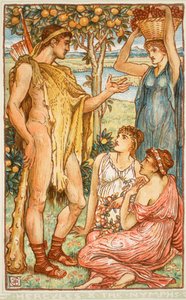 Hercules and the nymphs, illustration från "A Wonder-Book for Girls and Boys" av Nathaniel Hawthorne, 1852 av Walter Crane