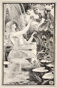 "Jag är här käraste lilla - jag är din egen gudmor", sade Nix-damen, illustration från "Mrs Burton Harrison