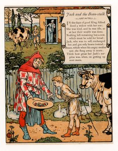 Jack säljer sin ko för bönor, från The Blue Beard Picture Book, pub. 1879 färglitografi, 1879. av Walter Crane