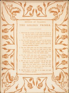 Metod för att lära ut den gyllene primern. Blommig kant, med keruber. av Walter Crane