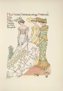 Miss Violet, Primrose och gay Marygold. Tre unga damer av Walter Crane