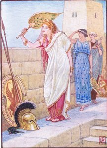Ofta stod hon på Trojas väggar, illustration från The Story of Greece, 1930-talet av Walter Crane