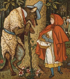 Rödluva (färg litho) av Walter Crane