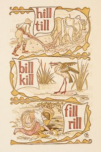 Rimord som slutar på bokstaven L. Plöjning. En stork. Den gyllene primern. av Walter Crane