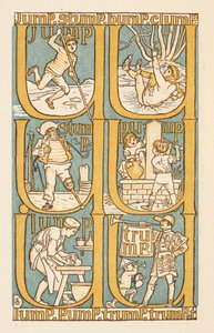 Rimande ord som slutar på bokstaven P. För att illustrera användningen av bokstaven U. The Golden primer. av Walter Crane