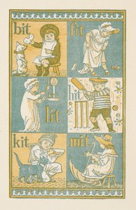 Rimande ord som slutar på bokstaven T. The Golden primer av Walter Crane